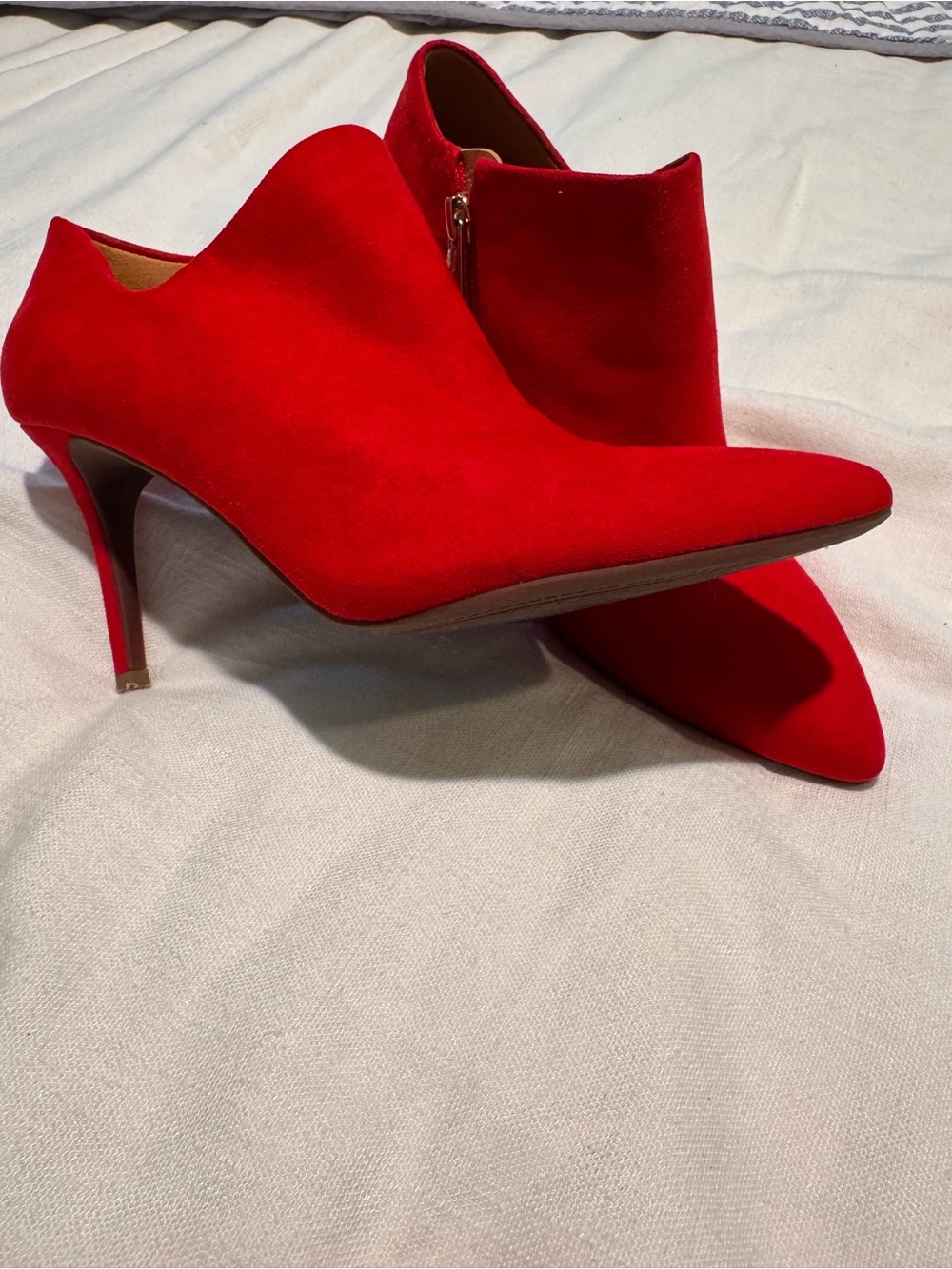Jessica Simpson Red Suede Pointed Ankle Booties